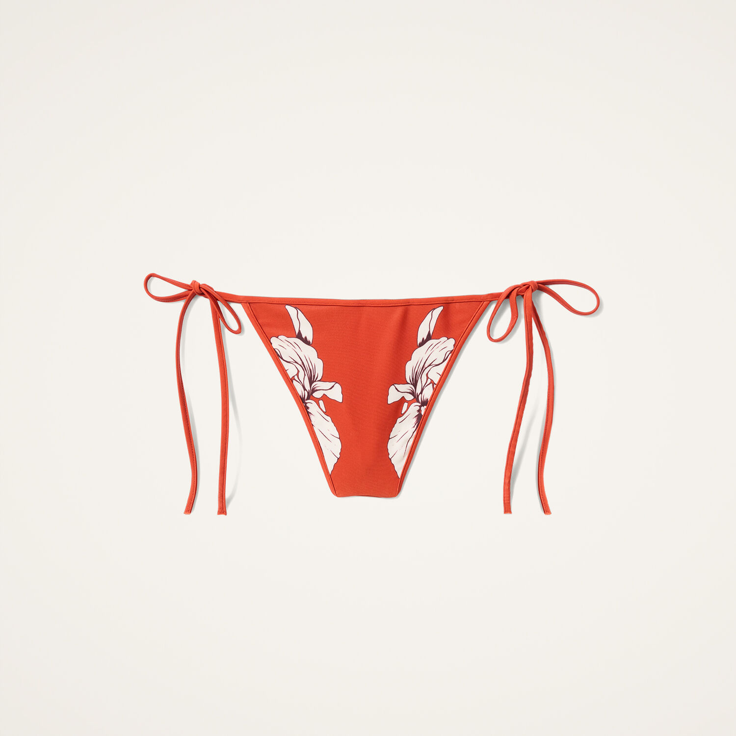 La Doublej Floral-print Bikini Bottoms In Iris Placée Dark Orange