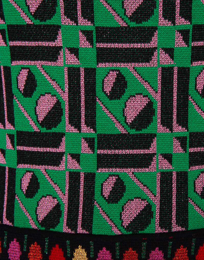 LaDoubleJ Bee Dress LaDoubleJ Bee Dress Geometrico Verde/Ping Pong Multi DRE0096KNI011PIN0003