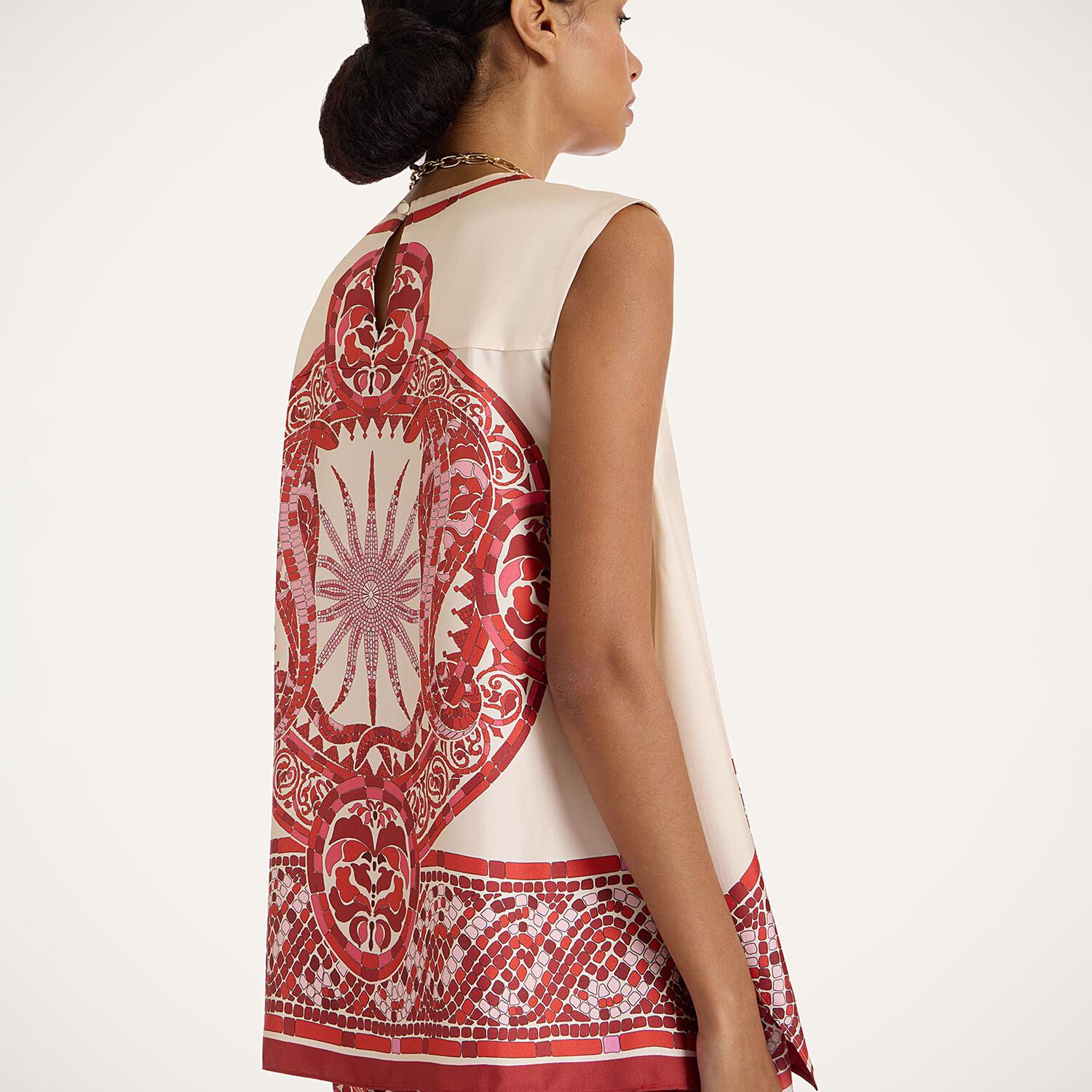 La Doublej San Carlo Printed Silk Twill Top In Brown