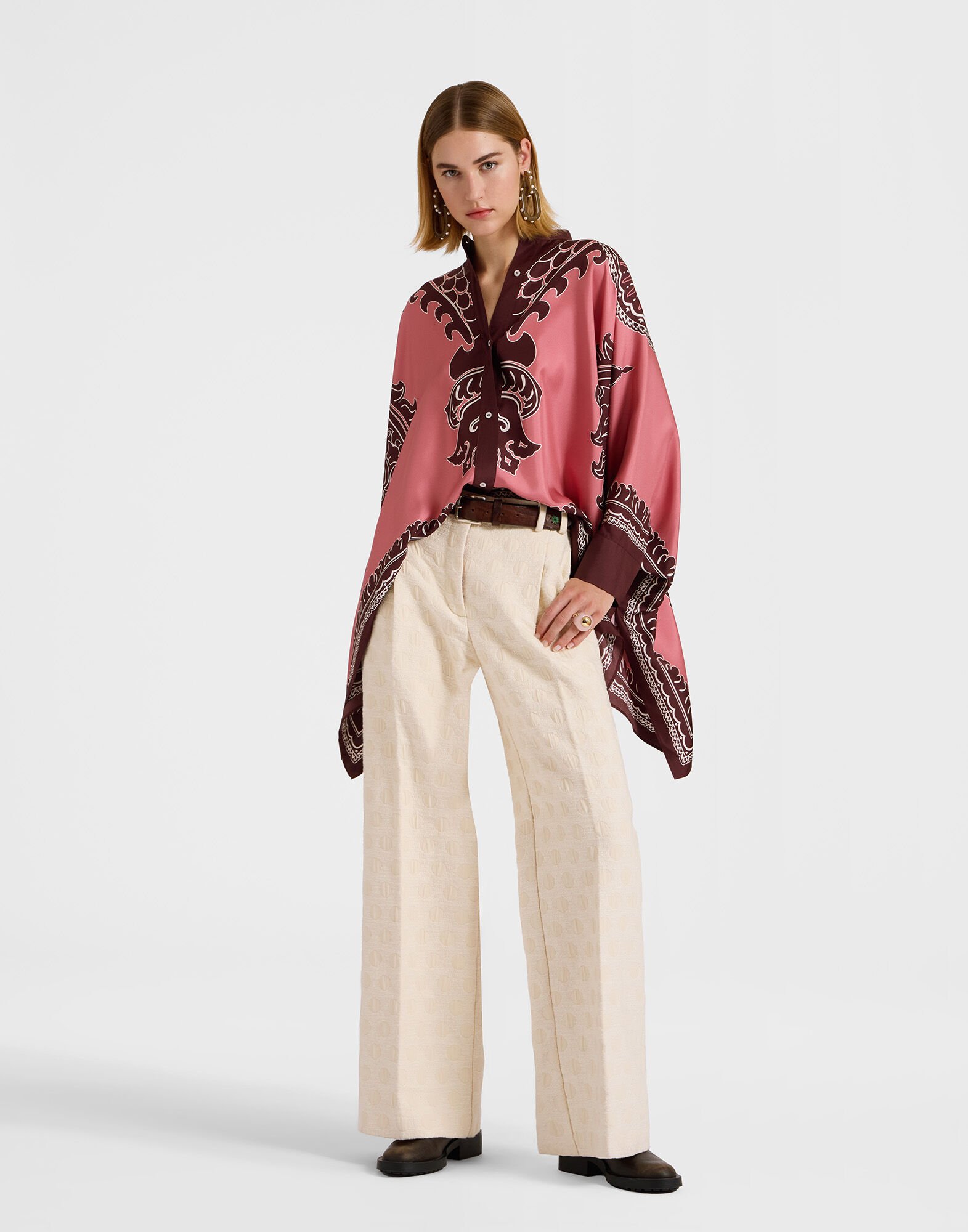 パンツ LA DOUBLEJ Women Straight Pants TRO0026 SIL006 PI01 Pink LA DOUBLEJ Women Straight Pants TRO0026 SIL006 PI01 Pink (La