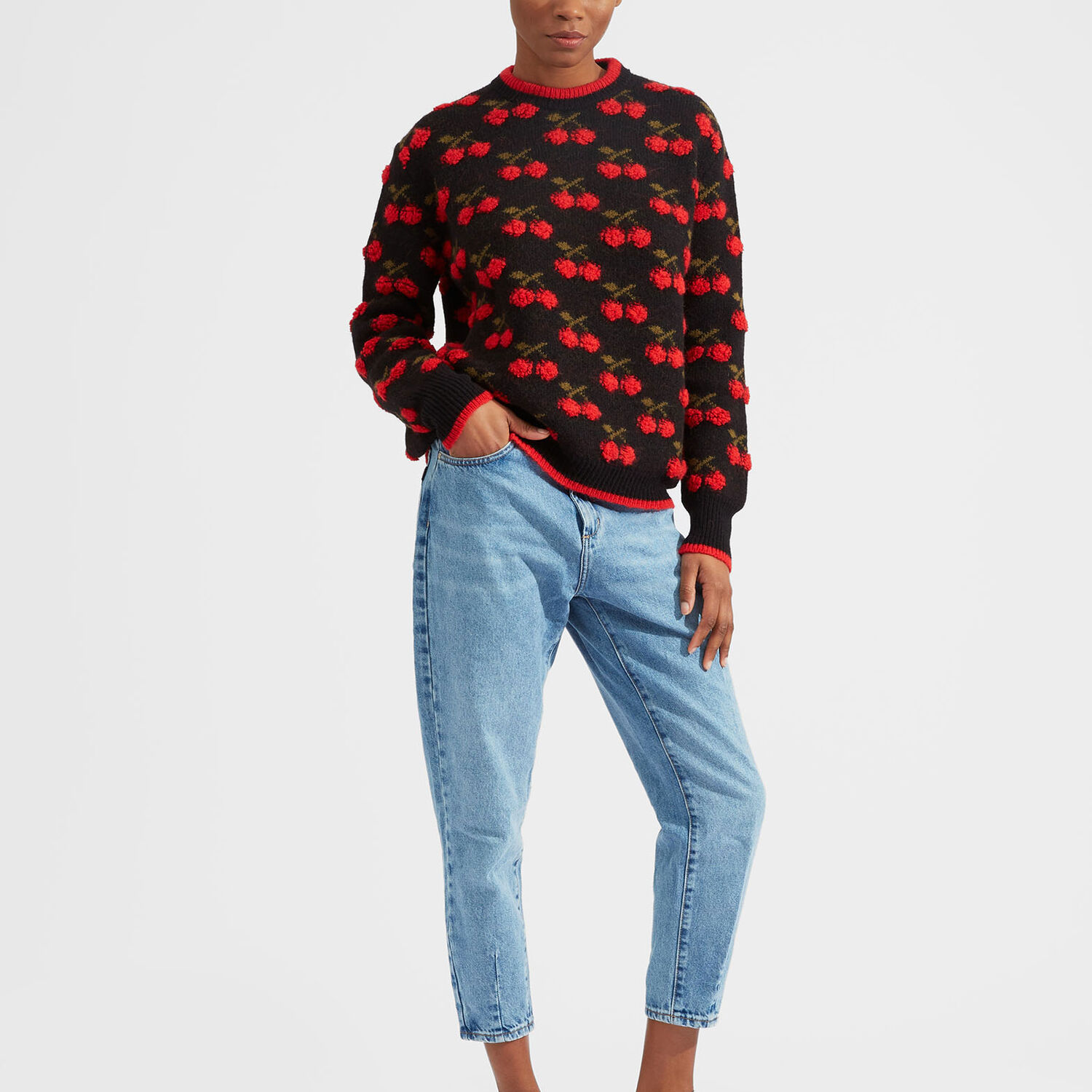 La Doublej Cherry Sweater In Black / Red