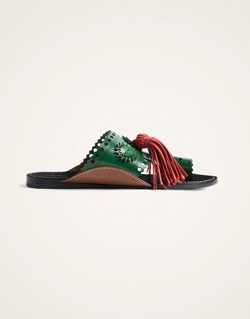 La DoubleJ Sandy Slides Solid Dark Green SHO0114LEA014CLB28GR03