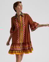 La DoubleJ Choux Dress La DoubleJ Choux Dress Sunset Verde Placée DRE0205COT015SUS0004