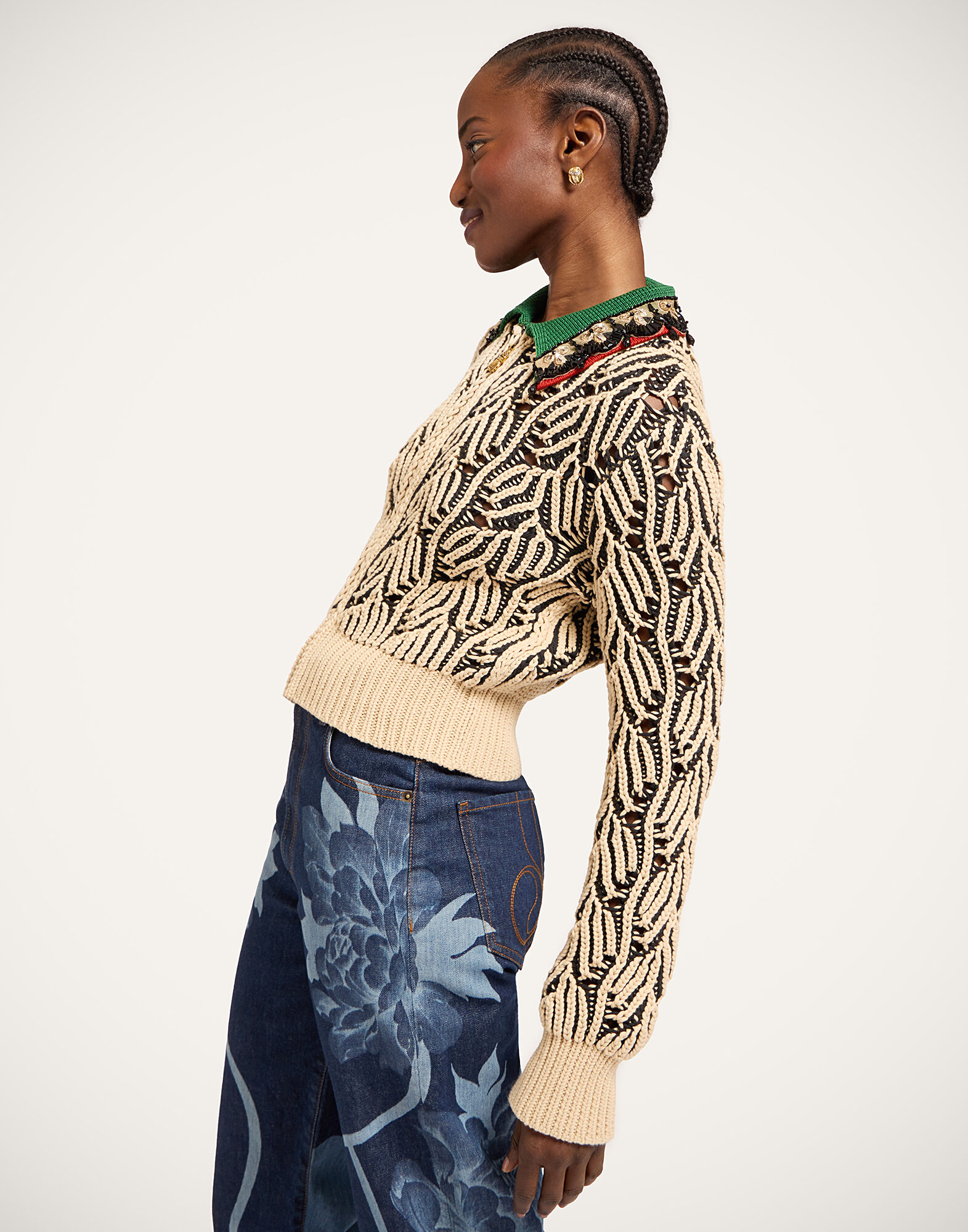 La DoubleJ Picture Cardigan Bicolor Black & Beige PUL0370KNI198VA469BR01