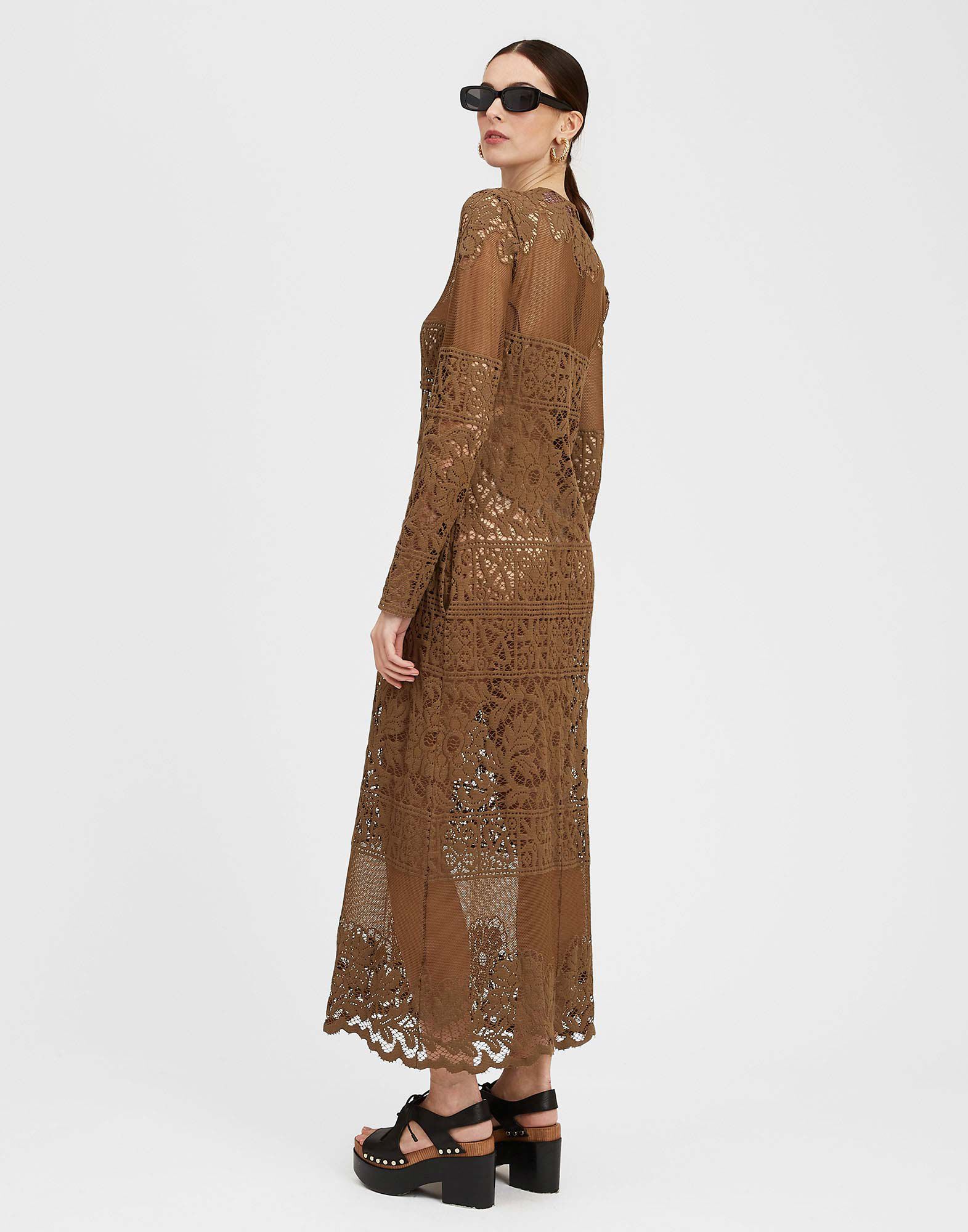 La DoubleJ Lacey Long Sleeve Swing Dress Military Green DRE0418EMB028SOLIDGR12