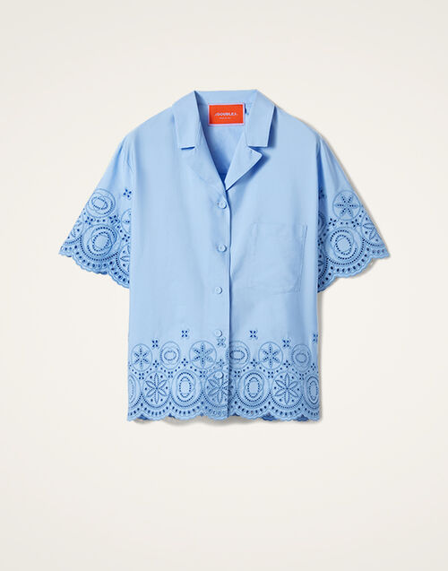 La DoubleJ Boxy Shirt Sangallo Eclipse Light Blue SHI0130SAN005ECL03BU01