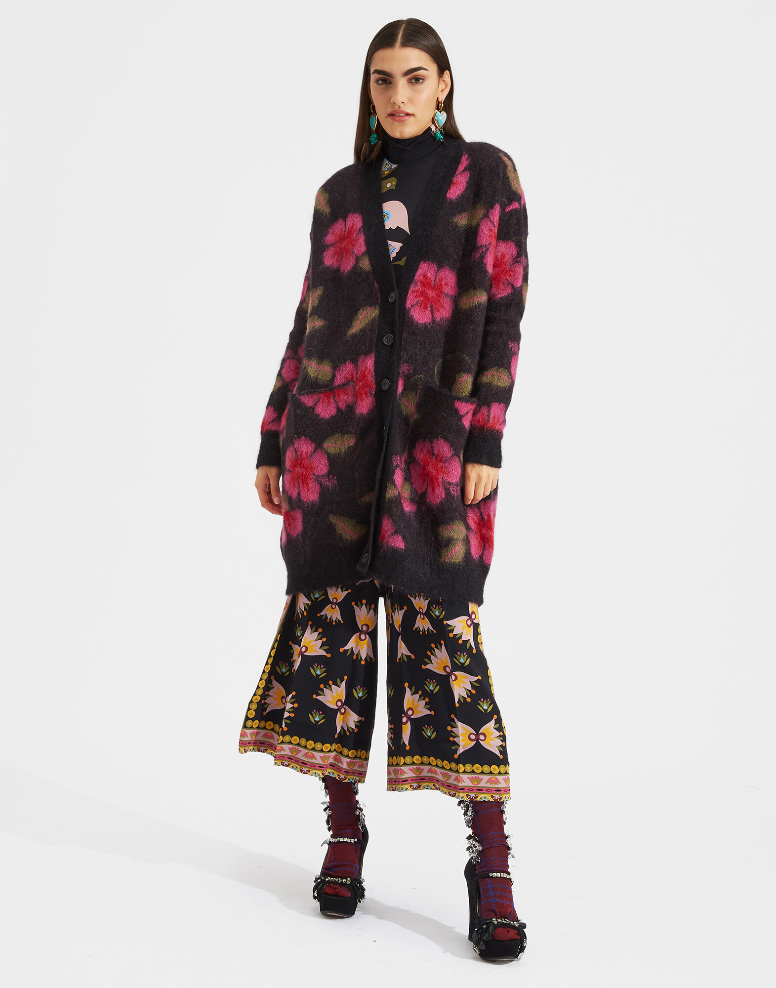 LaDoubleJ Cardigan Coat Hawaiian Flower PUL0019KNI012HAW0001