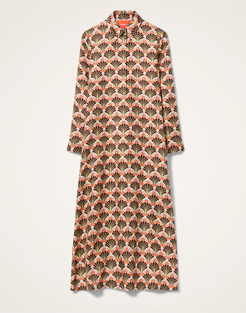 La DoubleJ Chemise Swing Dress Florette Fan Brown DRE0913SIL001FLF02BR02