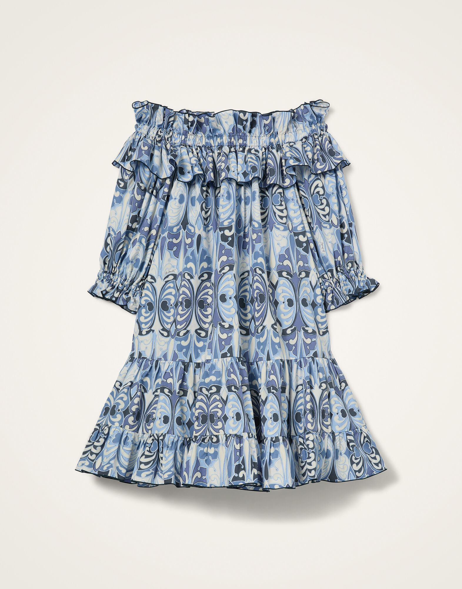 La DoubleJ Mini Breakfast Dress Cocoon Blue DRE1075COT039COC01BU03