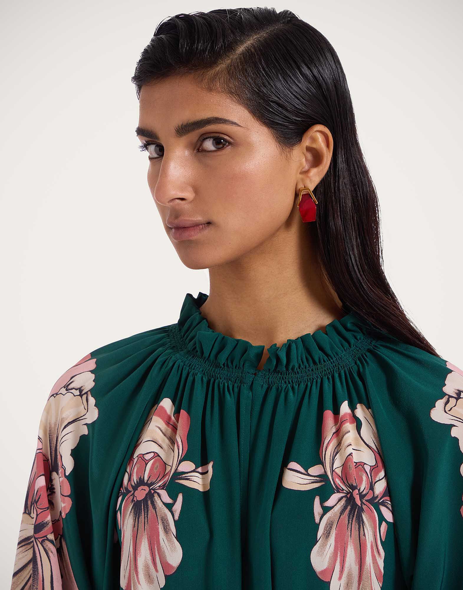 La DoubleJ Cerere Dress Iris Plac&eacute;e Dark Green DRE0399CRE002IRS07GR03