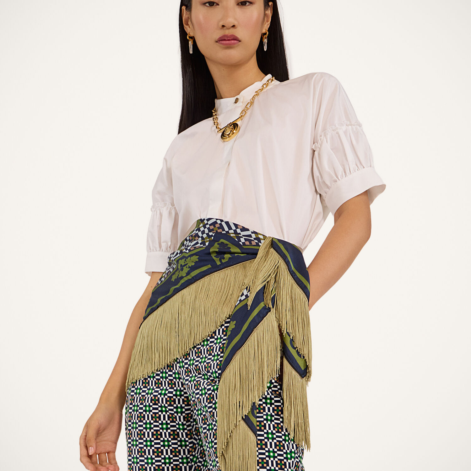  La Doublej Mariposa Placée Celeste Women - Reversible Fringe Carré Scarf Mariposa Placée Celeste One Size 100% Silk 