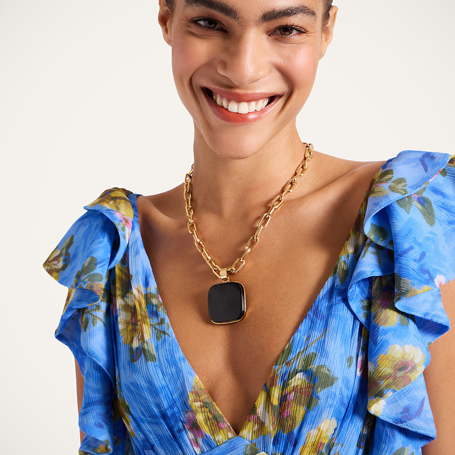 La Doublej Ruffled-details Floral-print Maxi Dress In Blue
