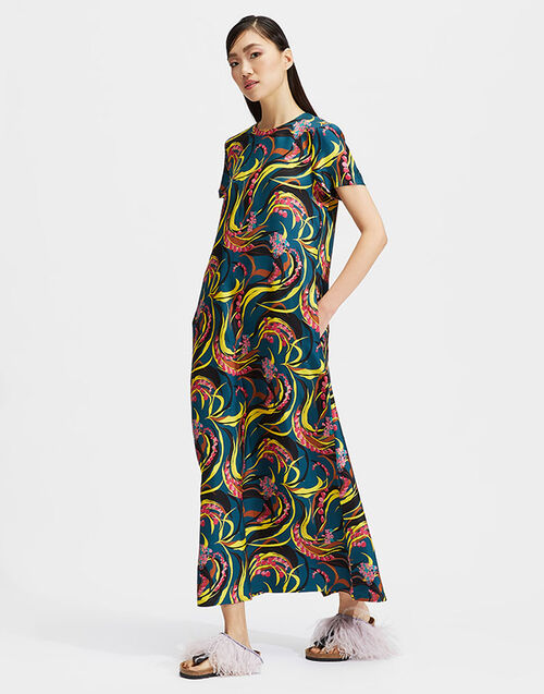 LaDoubleJ Swing Dress Windy Flowers Blu DRE0001SIL001WIN0002