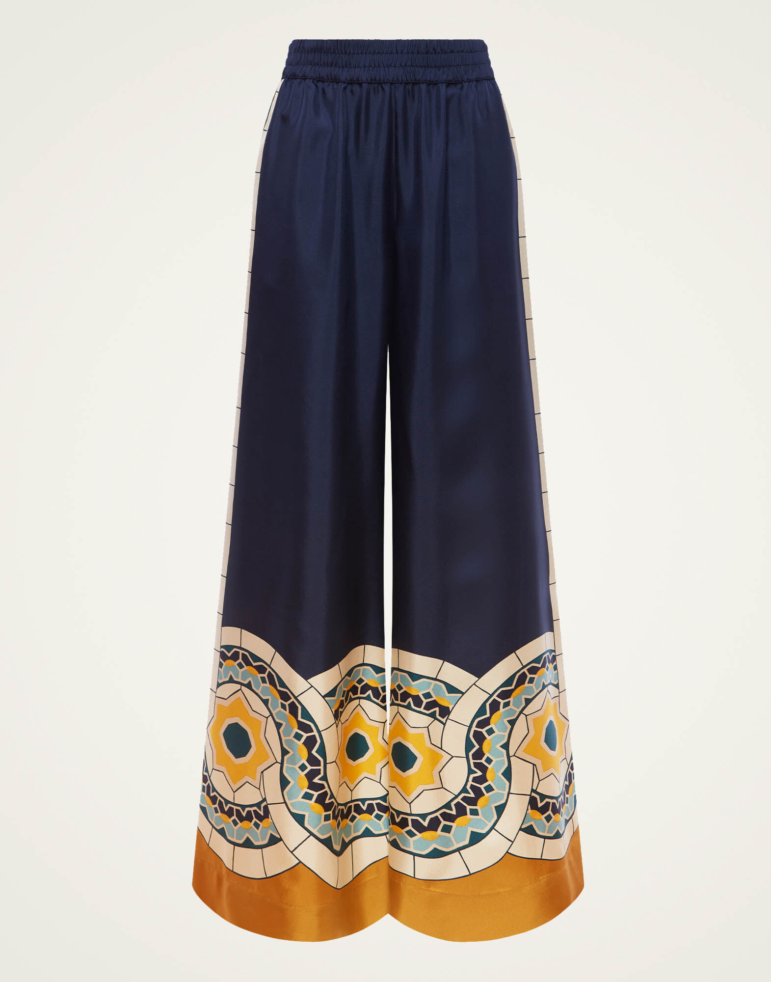 La DoubleJ Palazzo Pants Mudejar Plac&eacute;e Blue TRO0026SIL006MUD01BU03