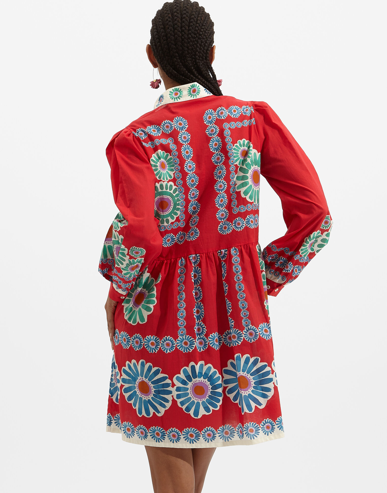 La DoubleJ Shorty Dress Daisy Plac&eacute;e Red DRE0293COT028DAY0007