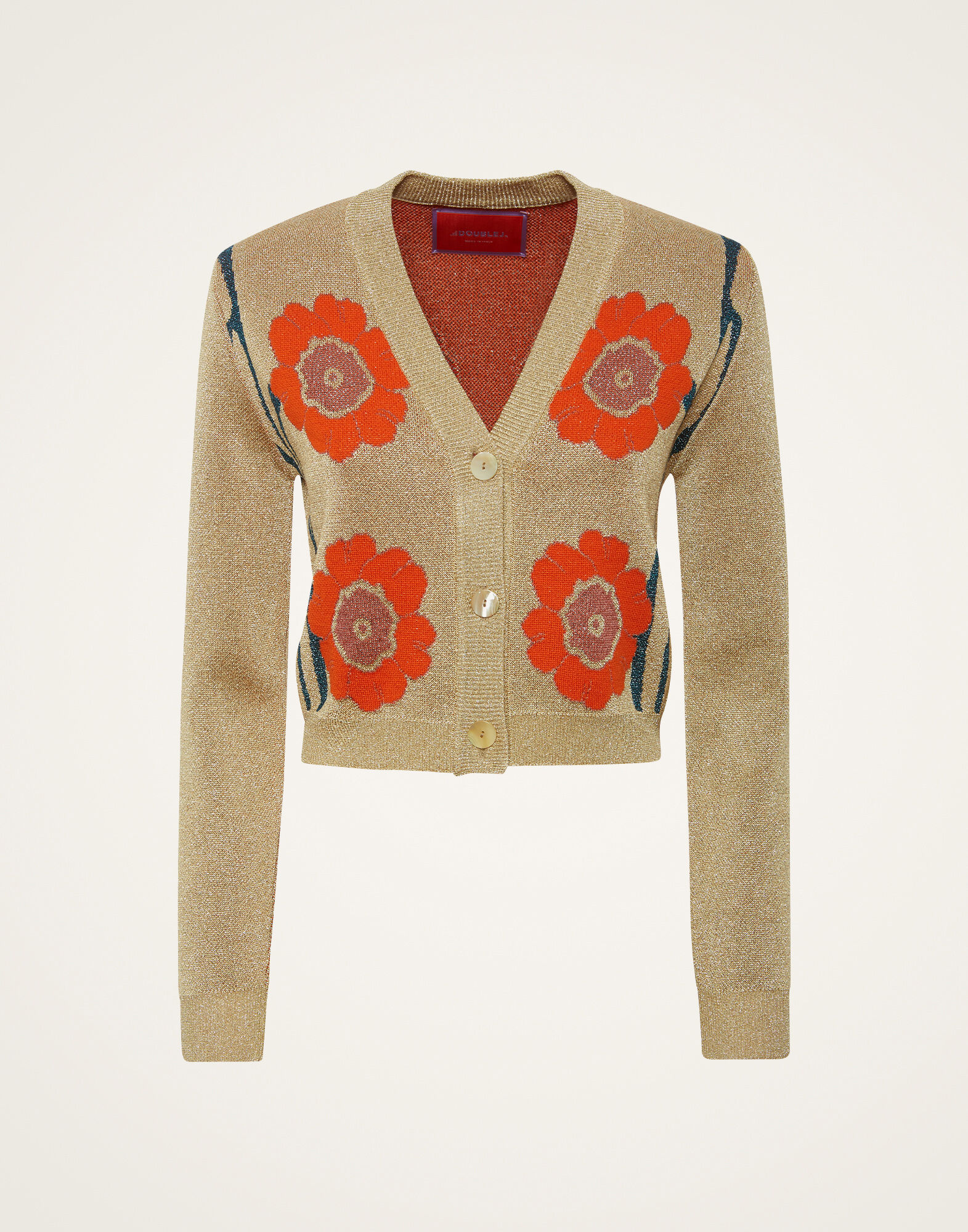 La DoubleJ Daisychain Mini Cardigan Orange & Gold PUL0181KNI097VA209YE05