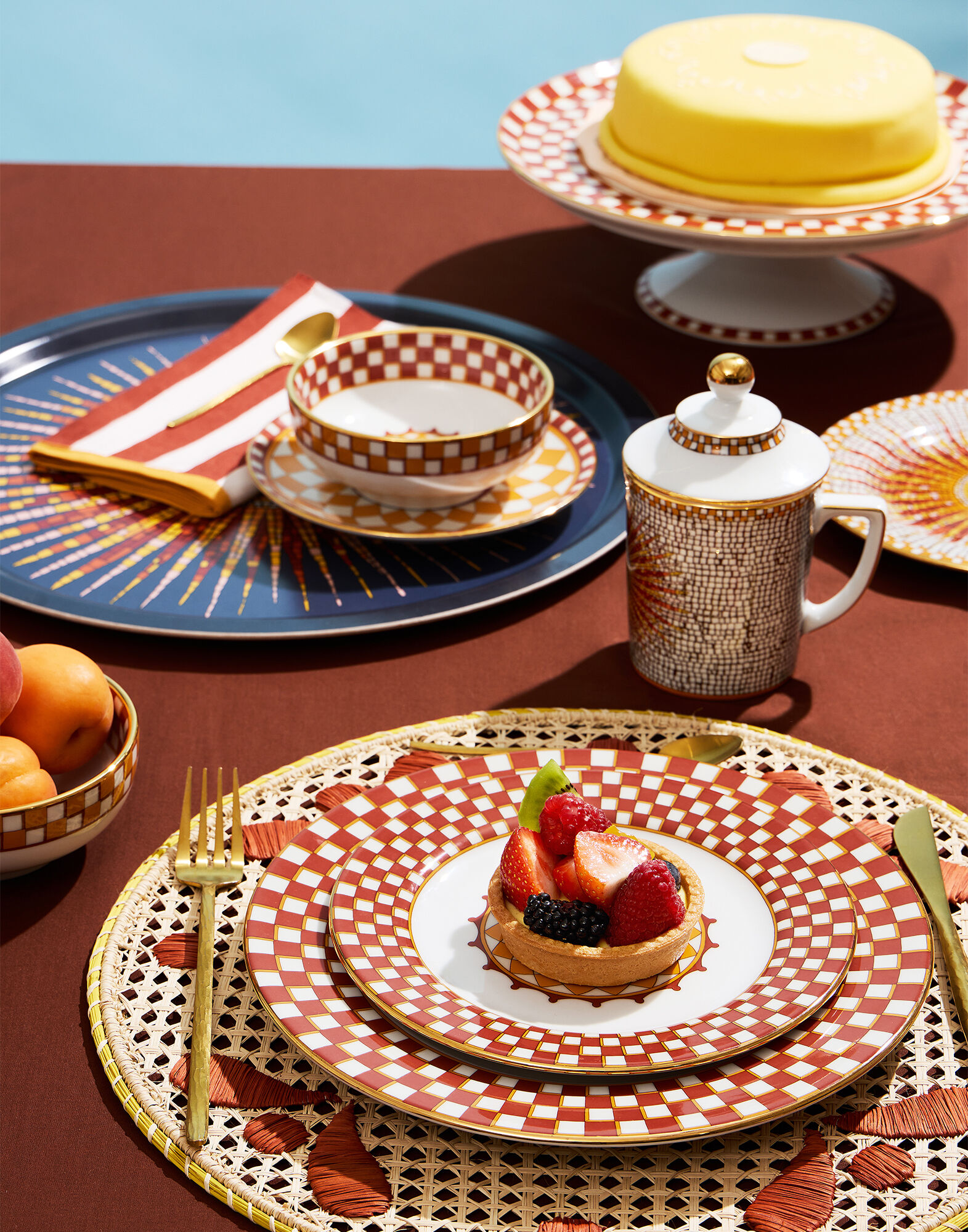 La DoubleJ Lidded Mug Sunrays Multicolor MUG0002CER001SNR01MU01