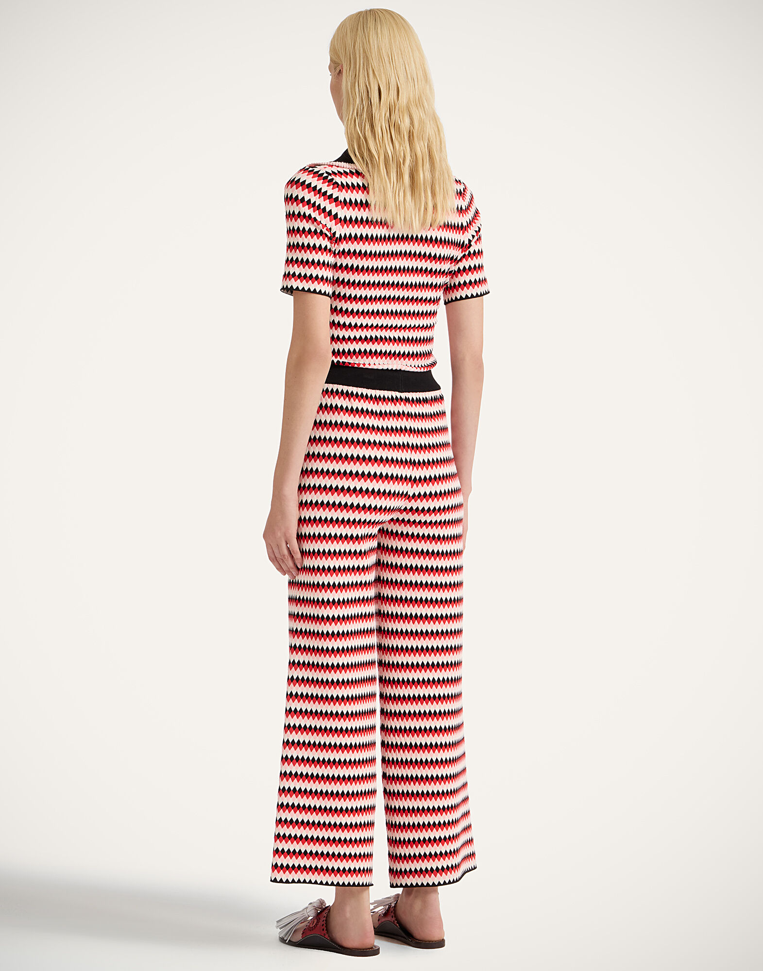 La DoubleJ Checkers Pants Multicolor Red & Pink TRO0173KNI159VA371PI01