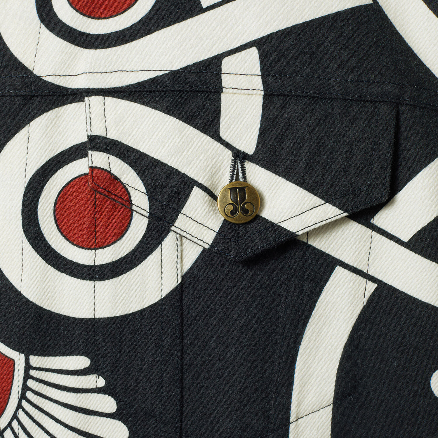 La Doublej Patterned Jj Denim Jacket In Medallion Placée Black