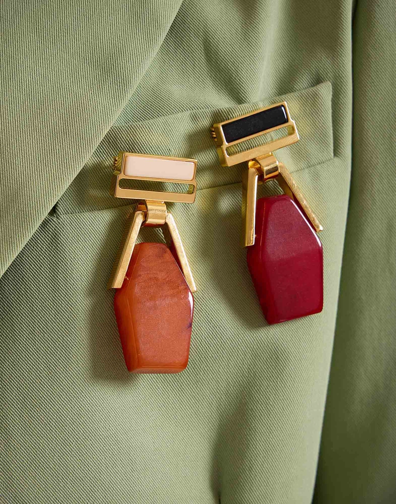 La DoubleJ Portal Brooch La DoubleJ Portal Brooch 24k Gold Plate & Red Resin BCH0002POL014SOLIDRE02