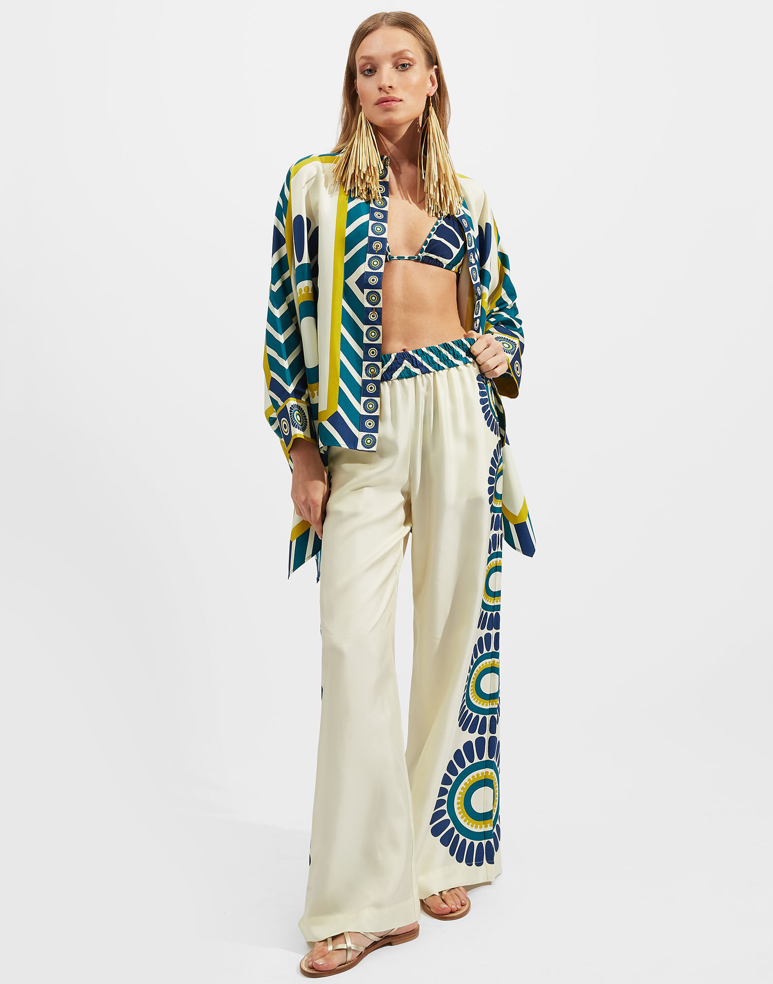 La DoubleJ Foulard Shirt White Solar Plac&eacute;e SHI0059SIL006SOL0003