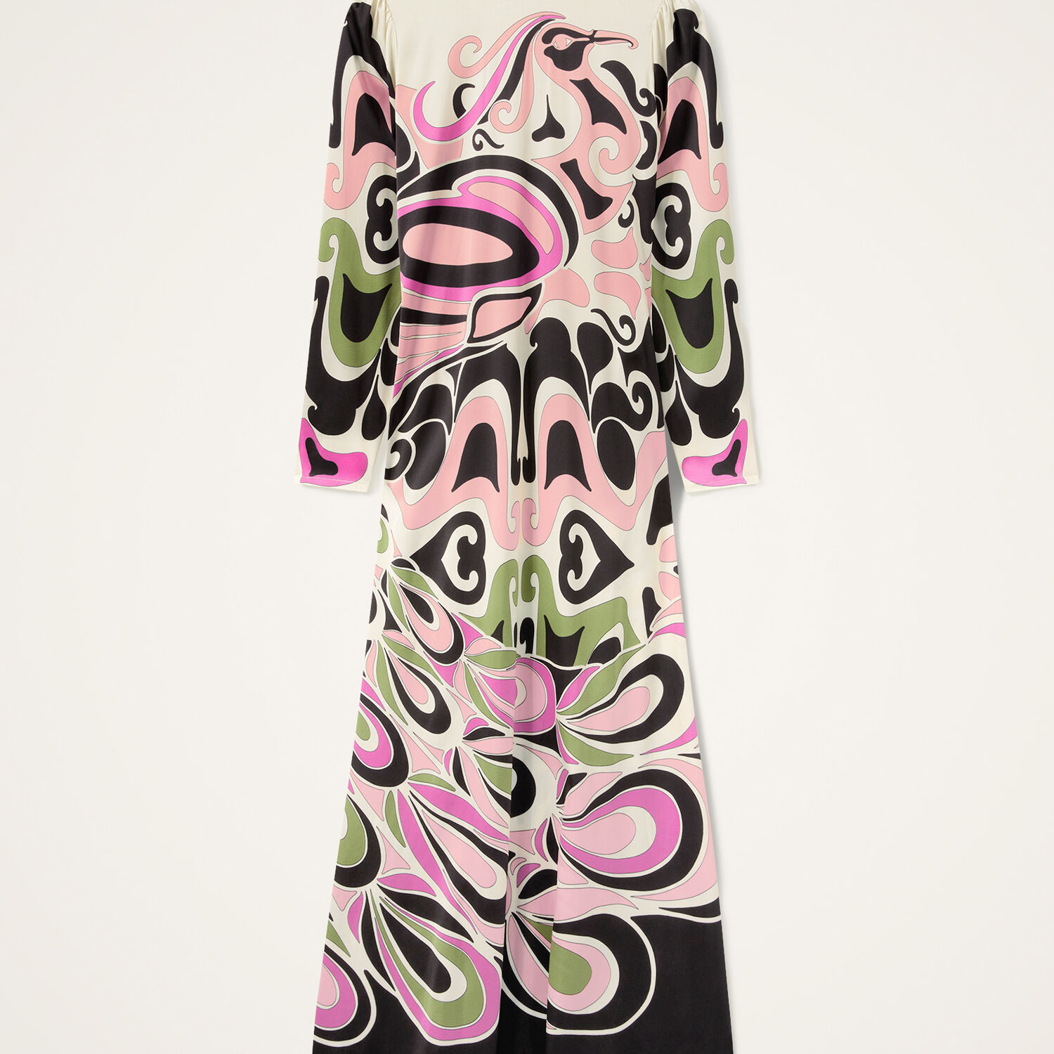 La Doublej Clingy Swing Printed Satin Midi Dress