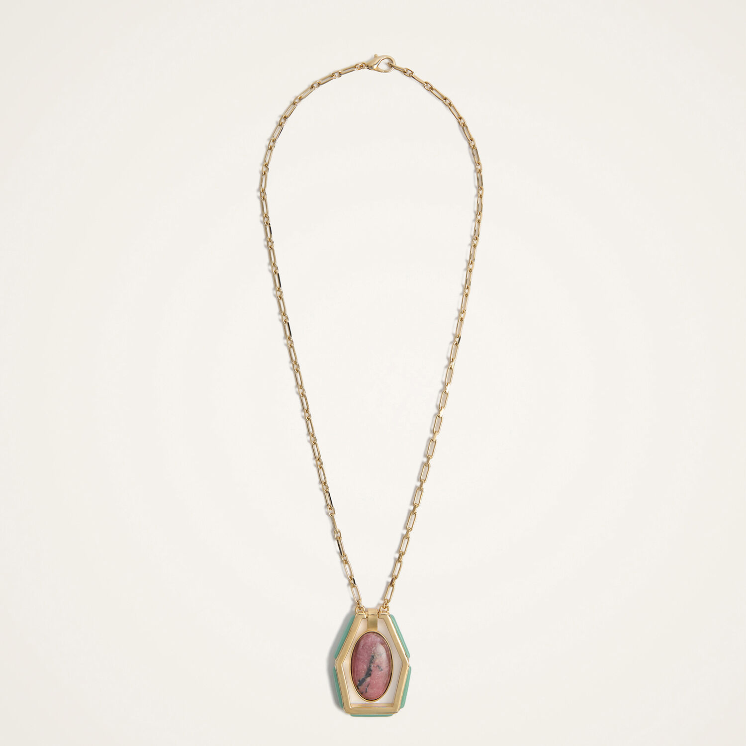 La Doublej Necklaces Women - Power Portal Necklace 24k Gold Plate & Rhodonite One Size 50% Tin Alloy 20% Brass 10% Rhodonite 5% Zamak 5% Polyester Resin 