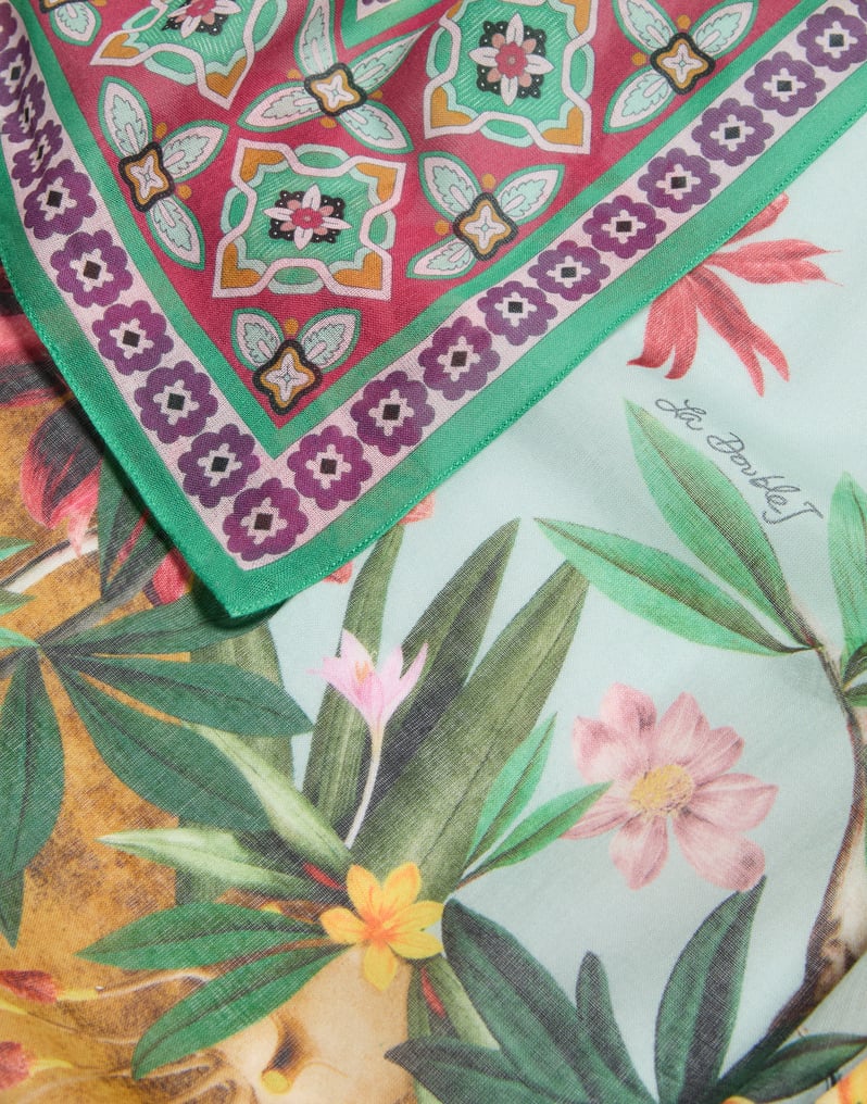 La DoubleJ Pareo La DoubleJ Pareo Zooflora Placée Light Blue SCA0051COT021ZOF06BU01