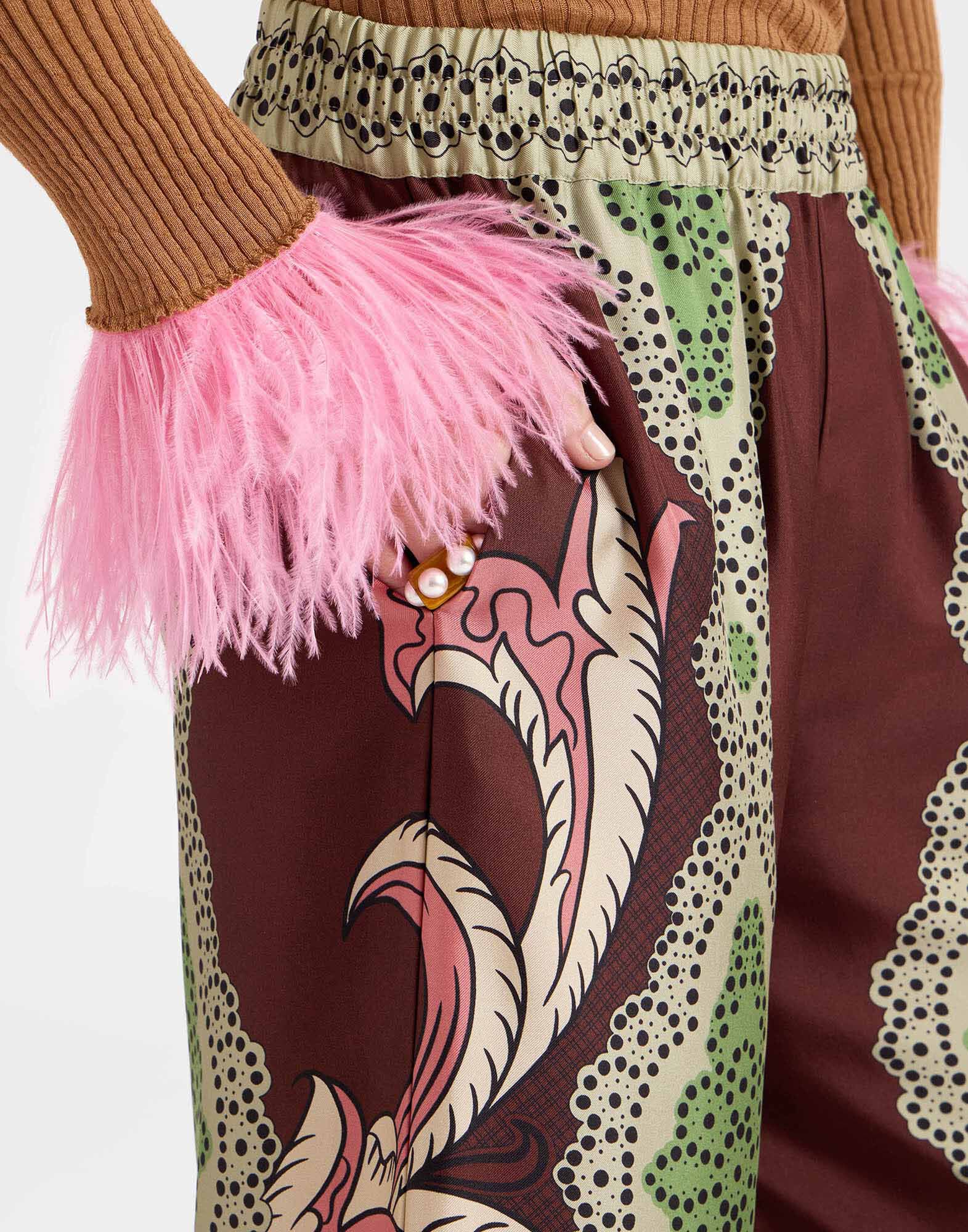 La DoubleJ Palazzo Pants Portal Plac&eacute;e Brown TRO0026SIL006POR02BR11