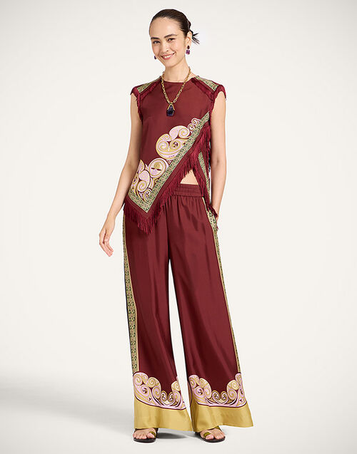La DoubleJ Palazzo Pants Kells Swirl Plac&eacute;e Burgundy TRO0026SIL006KLS01RE07