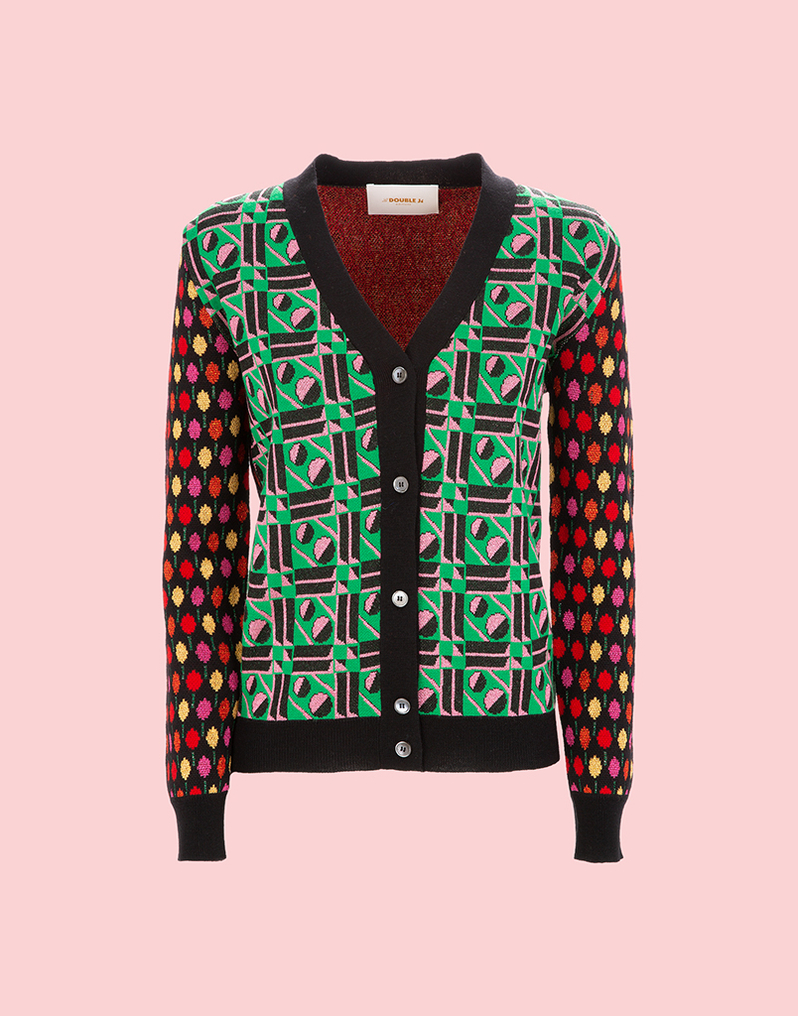 LaDoubleJ Cardigan LaDoubleJ Cardigan Geometrico Verde/Ping Pong Multi PUL0016KNI011PIN0003