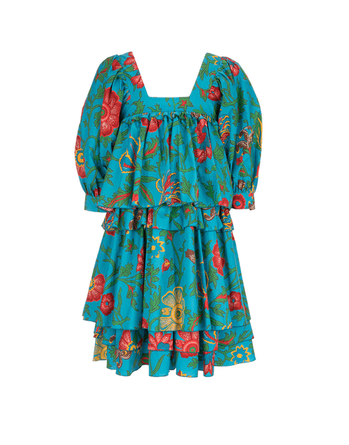 LaDoubleJ Big Mama Dress Dragon Flower Turchese DRE0049COT001DRA0005