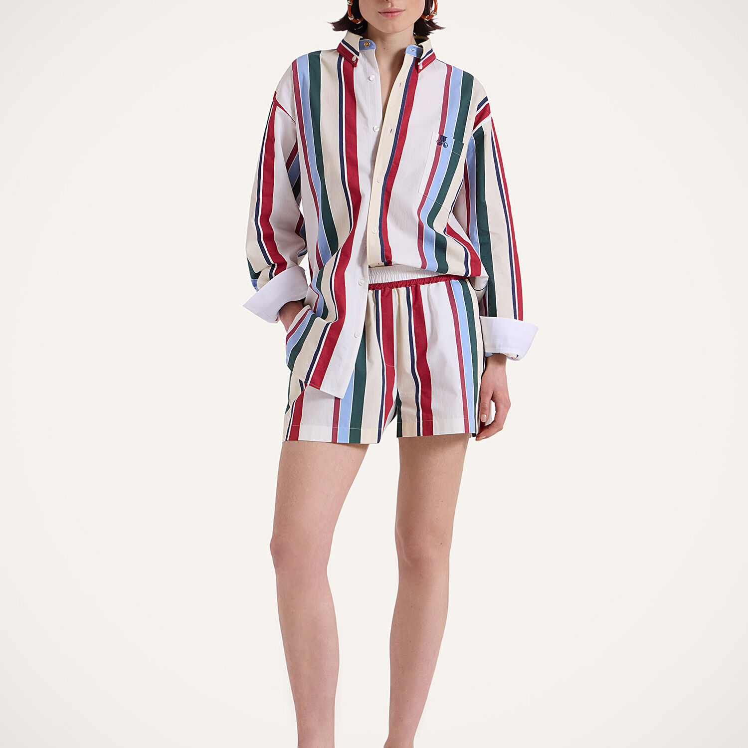 La Doublej Pull-up Shorts In Stripes Multicolor