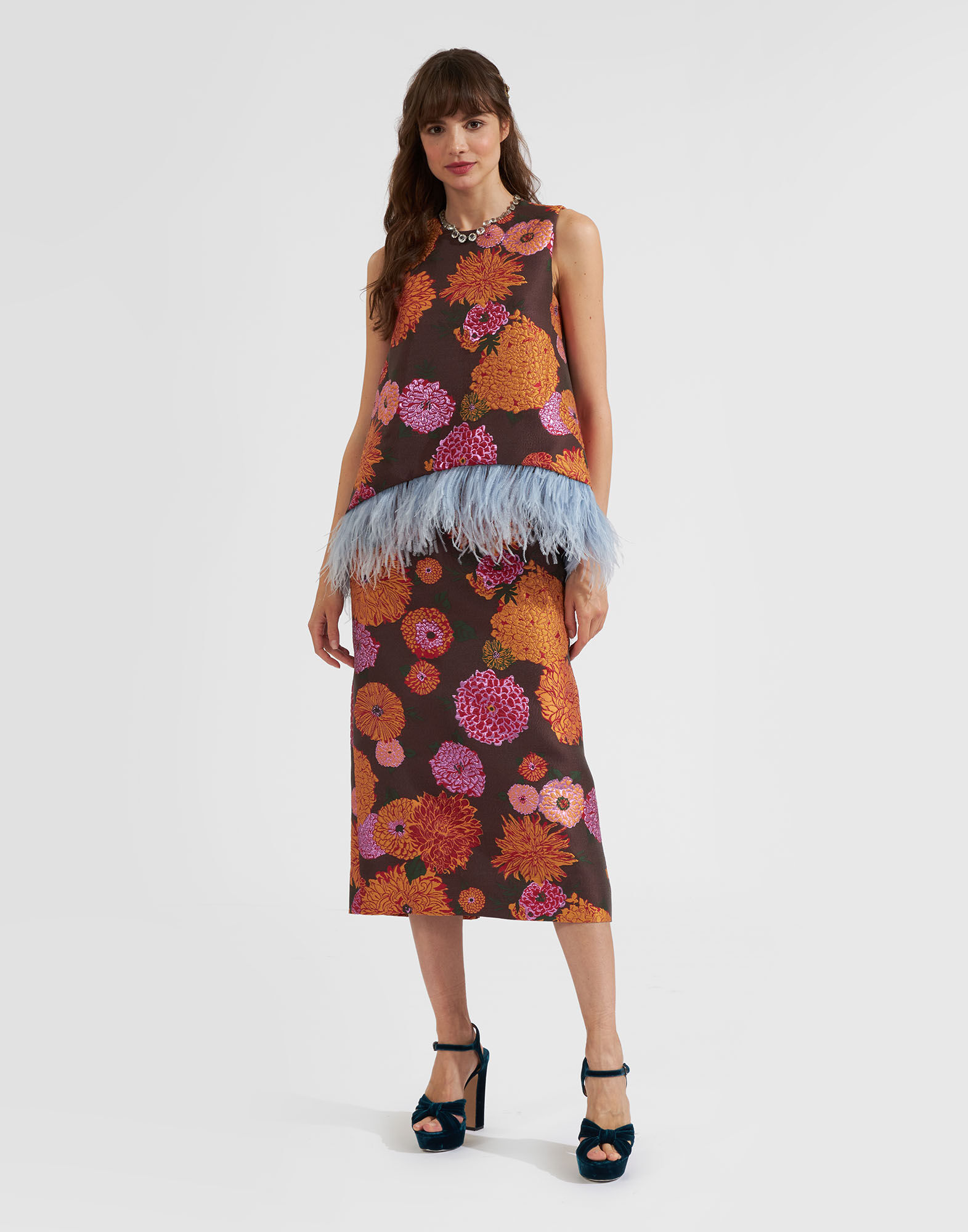 La DoubleJ La Scala Top (With Feathers) Gin Chocolate TOP0013JCQ048GYN02BR07