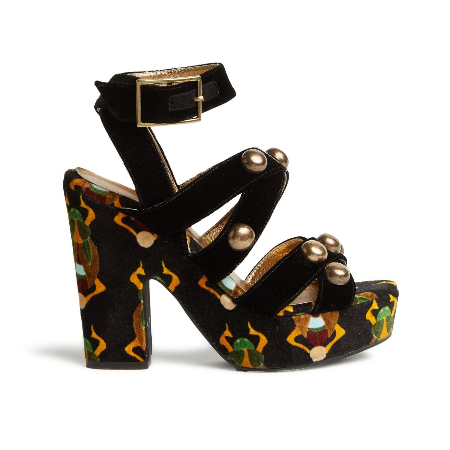 La Doublej Medal Wedge In Scarab Black