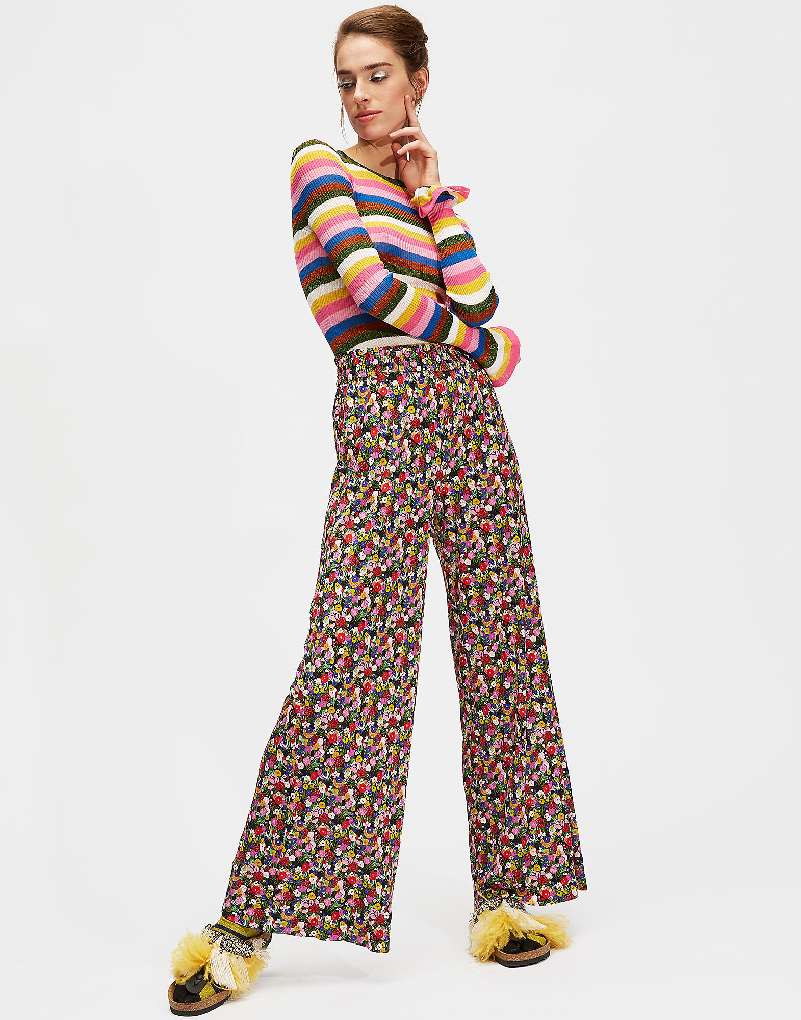 LaDoubleJ Flute Knit Top Multicolor Pink PUL0023KNI018VAR0033