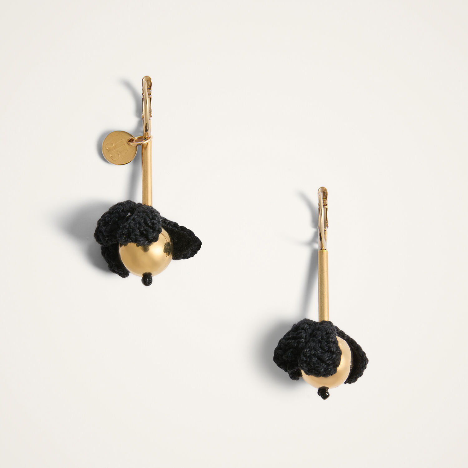  La Doublej Earrings Women - Bouquet Drop Earrings 24k Gold Plate & Black Cotton Crochet One Size 33% Cotton 33% Brass 33% Pmma 1% Glass 
