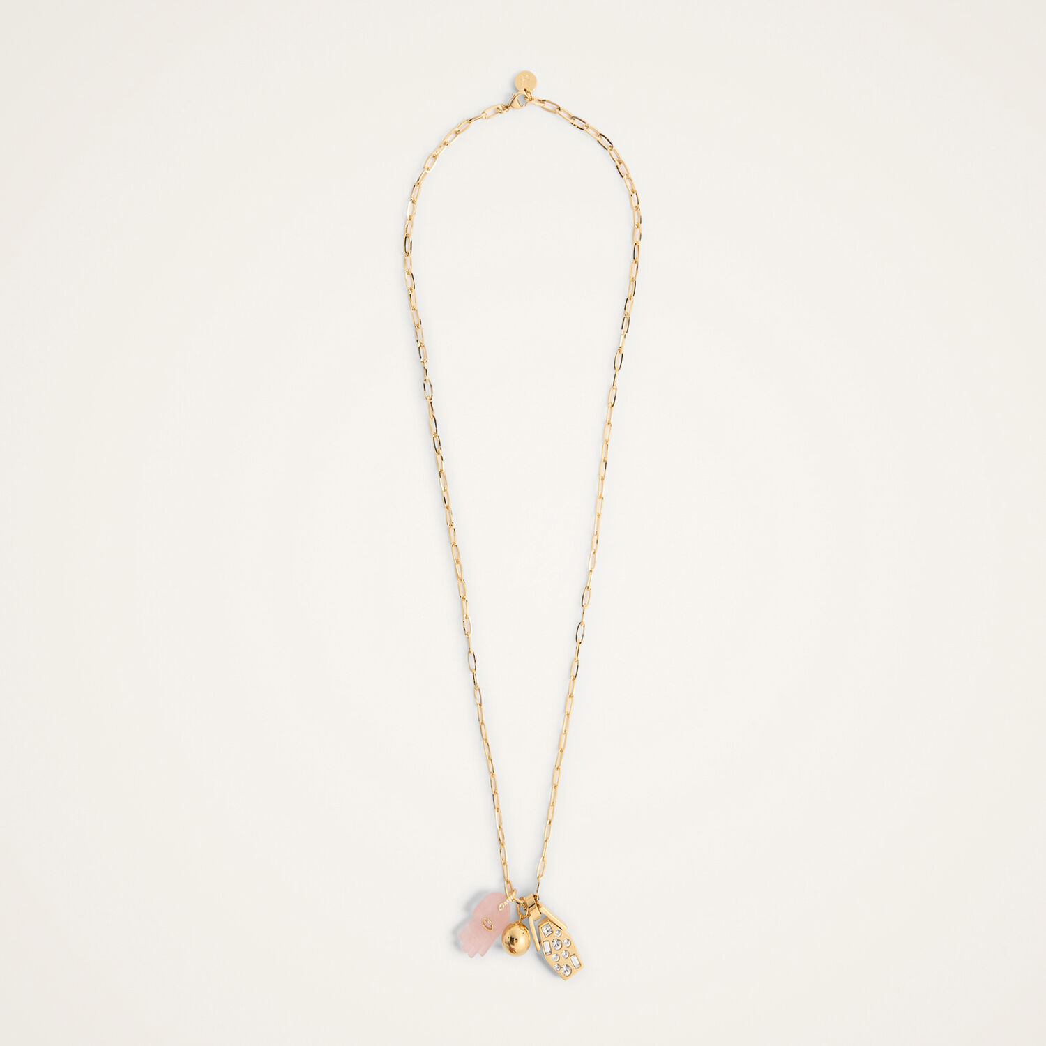  La Doublej Necklaces Women - Protection Charm Necklace Pink Quartz Gold One Size 70% Brass 15% Crystal 15% Pink Quartz 