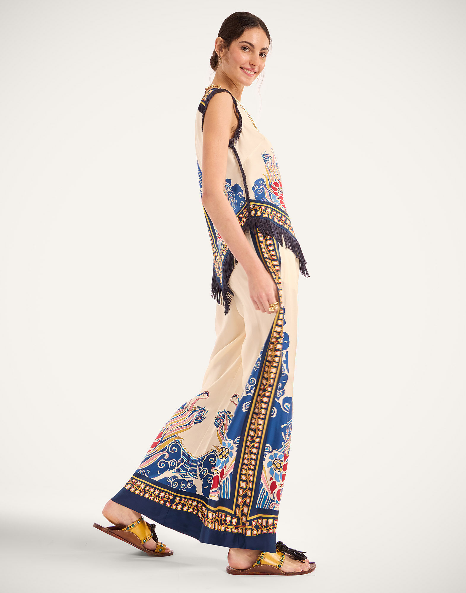 La DoubleJ Palazzo Pants Lemuria Plac&eacute;e Blue TRO0026SIL006LEM02BU03