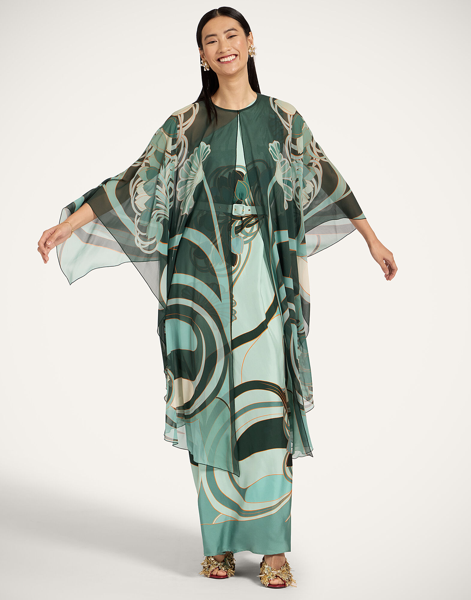 La DoubleJ Maria Cape Blooming Tulip Plac&eacute;e Dark Green SCA0092SIL014BTU01GR03