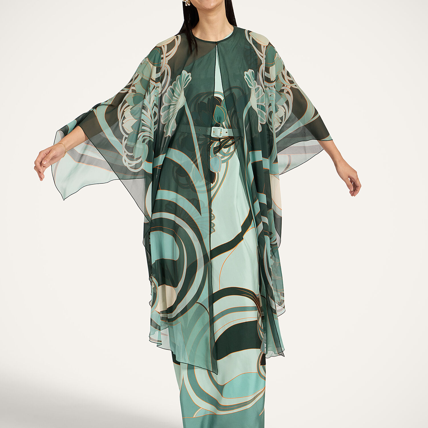  La Doublej Foulards & Scarves Women - Maria Cape Blooming Tulip Placée Dark Green One Size 100% Silk 