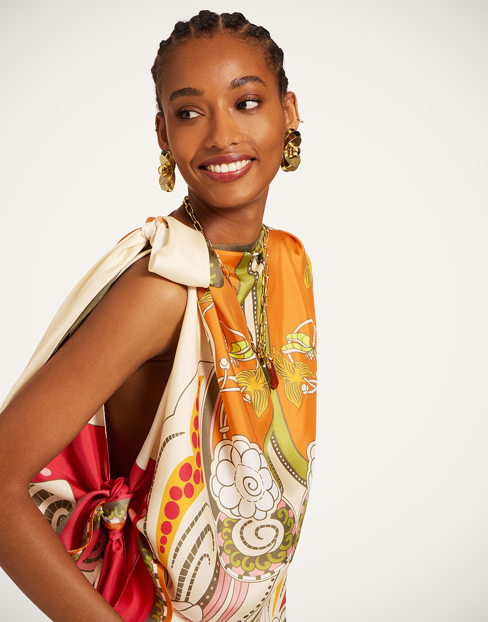 La DoubleJ Full-On Foulard Ambrosia Plac&eacute;e Orange SCA0096SIL029AMB03OR02