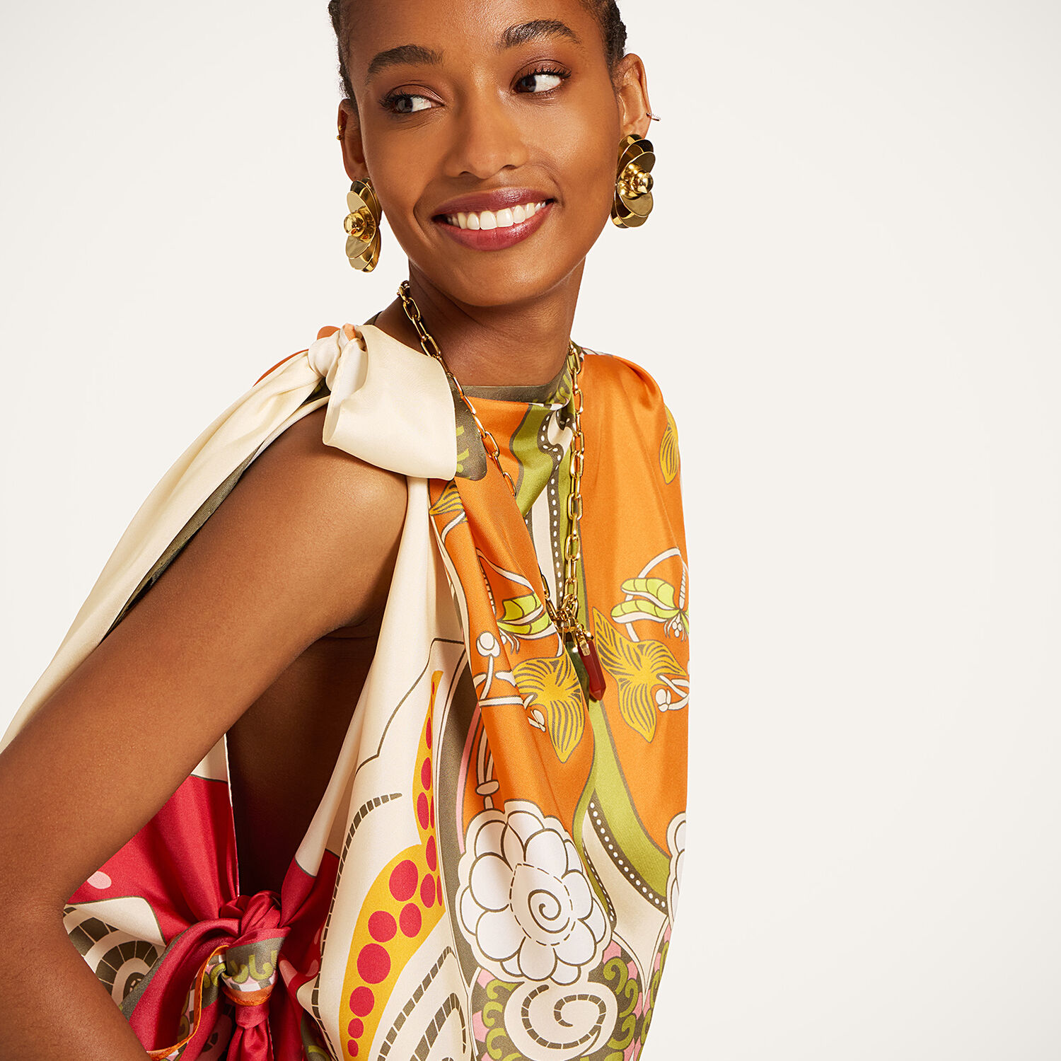  La Doublej Summer 2026 Collection: Vip Early Access Women - Full-on Foulard Ambrosia Placée Orange One Size 100% Silk 