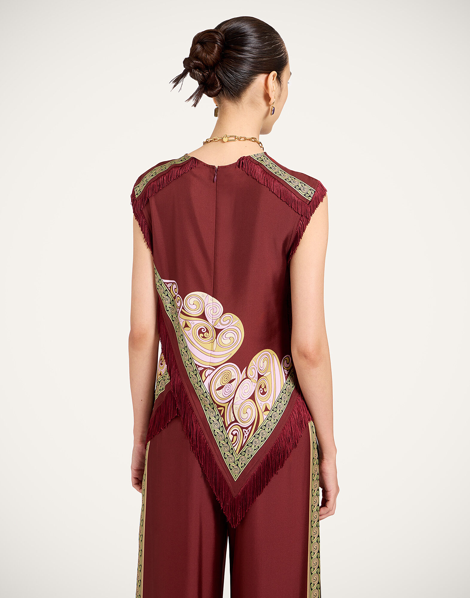 La DoubleJ Scarf Top Kells Swirl Plac&eacute;e Burgundy TOP0160SIL006KLS01RE07