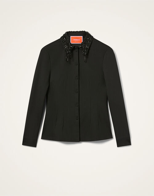 La DoubleJ Fitted Shirt Solid Black SHI0156JER071SOLIDBL01