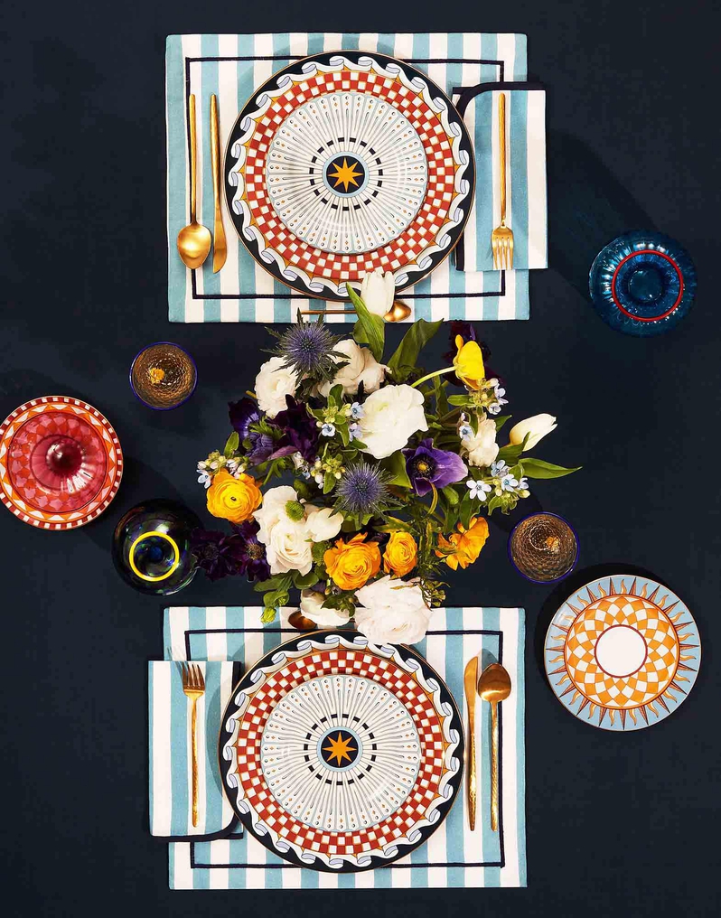 La DoubleJ Placemat Set Of 2 La DoubleJ Placemat Set Of 2 Riviera Sky Blue PMT0006LIN001RIV05BU10