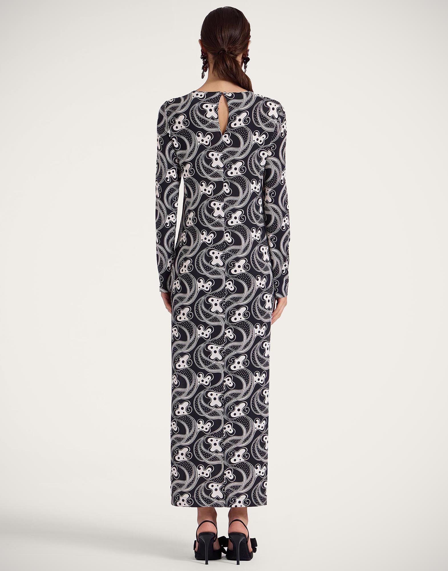 La DoubleJ Long Sleeve Swing Dress Aperol Black & White DRE0831JER027APE01BL03