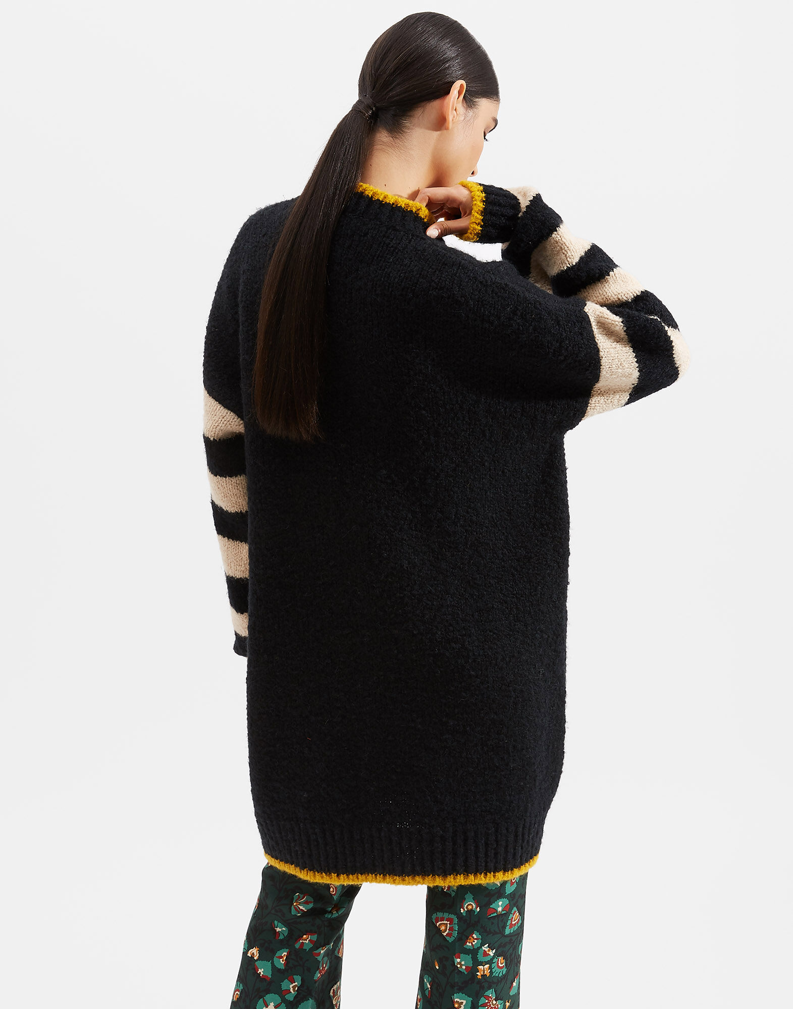 La DoubleJ Bowling Cardigan Nero-Cammello-Giallo PUL0049KNI032VAR0056