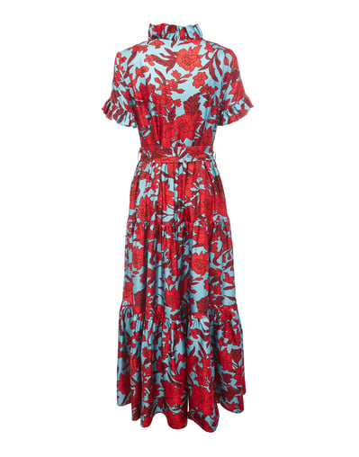 la double j long and sassy dress La DoubleJ - Long & Sassy Tangle Light Blue floral silk dress DRE0017SIL001TAN01