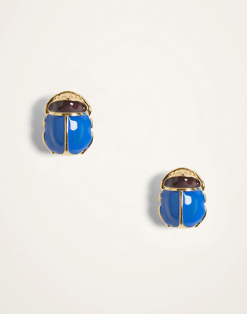 La DoubleJ Khepri Studs 24K Gold Plate & Blue Enamel EAR0071BRA008SOLIDBU03